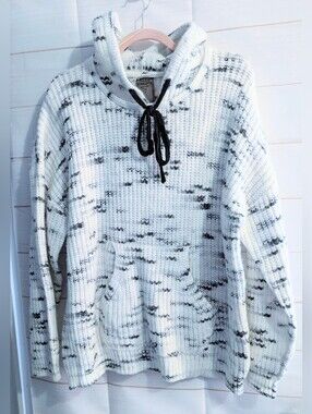 Nwot Fashion Concepts Cozy Marled Funnel-Neck Hooded Sweater Size XL